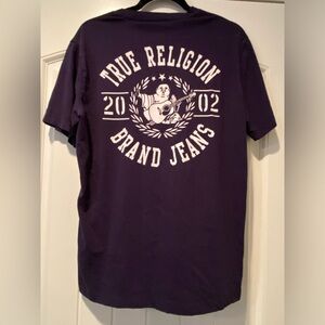 True Religion Mens Navy Blue 2002 Buddha Logo Graphic  Short Sleeve Tee Medium
